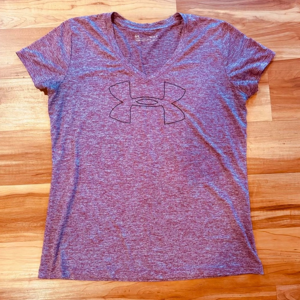 Under Armour Burgundy Heathered V-Neck Tee